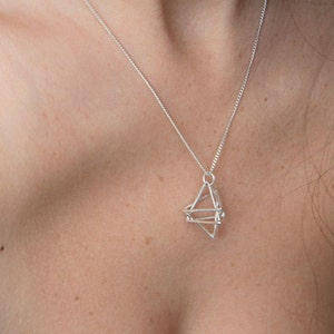 Sterling Zilveren Merkaba ketting, Merkaba Hanger, Heilige Geometrie Ketting, Ster Tetraëder David Ster Hanger, Yoga Sieraden, new age
