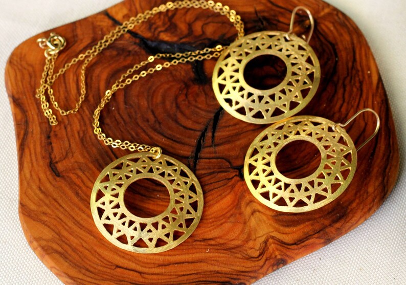 Large pendant necklace, Gold Medallion Necklace sun, disc necklace gold protection necklace woman, Gold Sun Necklace, Gold protection amulet image 1