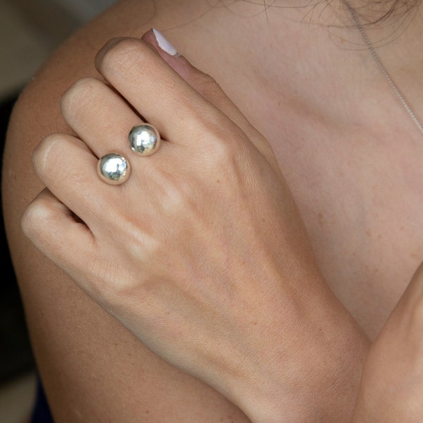 Boho ring for women, Adjustable silver Ring, Boho Orb Open Ring, Boho Open Ring ,sterling silver Open Ring Adjustable Open Ring Gift for Her