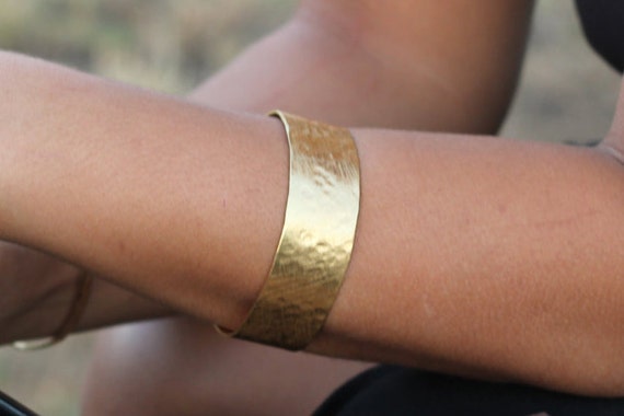 Buy 1 3/4 Inch Wide Hammered Gold Cuff Bracelet by John S Brana Handmade  Jewelry Online in India - Etsy