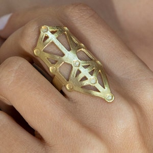 Impresionante anillo del árbol de la vida de la Cábala / Anillo calado de geometría sagrada hecho a mano / Regalo de joyería simbólico, espiritual y significativo para ella