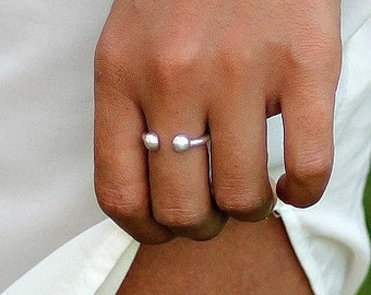 Silver Open Ring Boho Orb Open Ring Adjustable Open Ring Boho Open Ring Silver Barbell Ring Piercing Finger Ring Free shipping under50