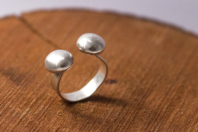 Boho Orb Open Ring, Silver Open Ring, Adjustable Open Ring, Boho Open Ring, Gift for Her, Free shipping, silver large ring, adjustable ring zdjęcie 5