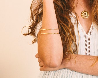 14k Gold Bangle Bracelet Boho | Solid Gold Dainty Stacking Bracelet | Minimalist Bridal Gold Bracelet Thin Real Gold Jewelry Gift | Real 14k