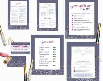 LipSense Marketing Material Set - Purple Dots Pattern  (7 items)