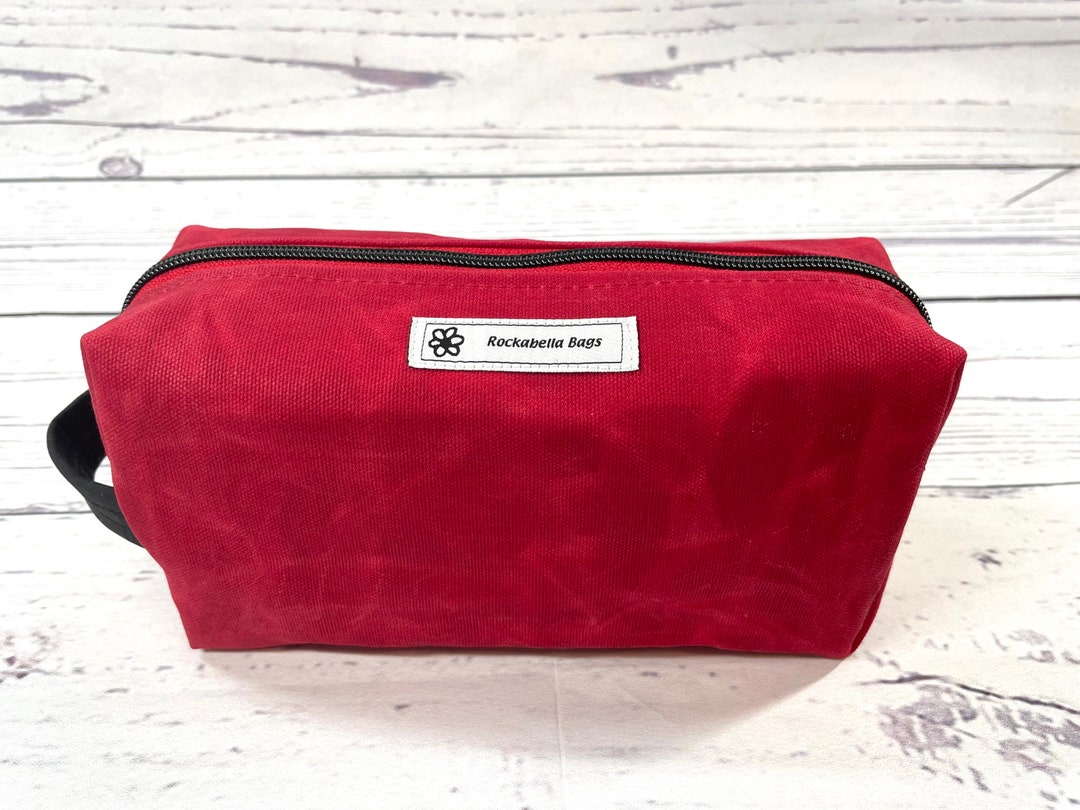 Red Waxed Canvas Dopp Kit Shaving Kit Toiletry Bag Makeup Etsy