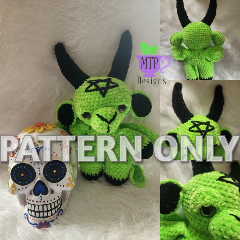 Pattern Only *** Baby Baku The Baphomet, Breckin the Litte Baphomet, Smaller Baphomet Pattern Crochet PATTERN ONLY, Instant Download 