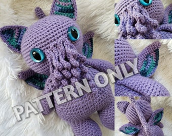 PATTERN ONLY, Kit-Thulhu, Kitty Cthulhu, Cat-Thulhu, Cat Cthulhu, Plush or Plushie Pattern, Crochet Pattern Only, Digital Download