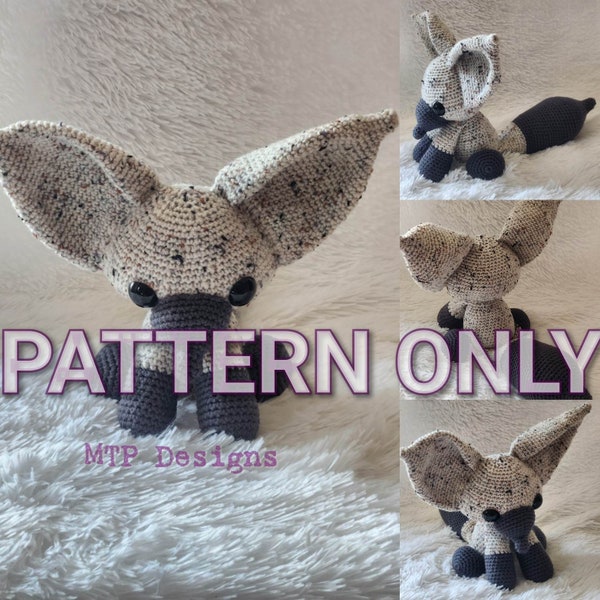 Crochet Pattern for Bat-Eared Fox, MTP Designs Original, Bat Eared Fox Amigurumi, Fox Stuffed Animal, Foxcore or Cottagecore, Forest Animal