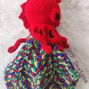 Baby's First Kraken Crochet PATTERN ONLY, Kraken Lovey, Mythological Norse Being Security Blanket, Release the Kraken, Octopus or Jellyfish image 6