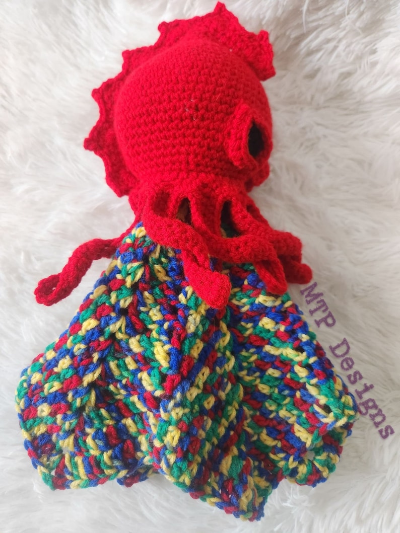 Baby's First Kraken Crochet PATTERN ONLY, Kraken Lovey, Mythological Norse Being Security Blanket, Release the Kraken, Octopus or Jellyfish image 6