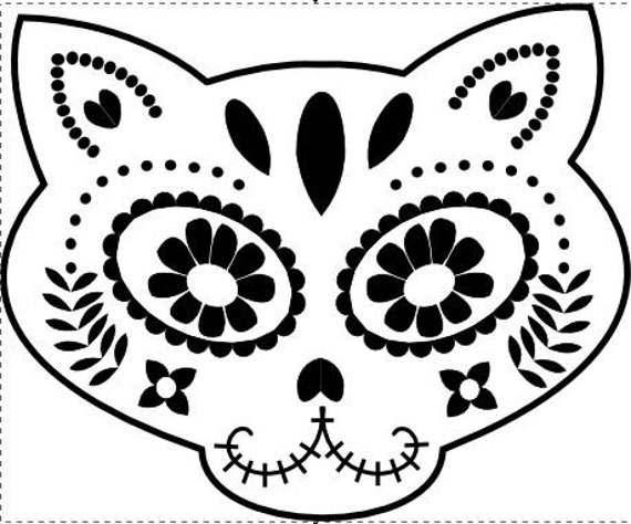 Download Free Sugar Skull Svg Cat Sugar Skull Skull Cat Digital File Etsy PSD Mockup Template