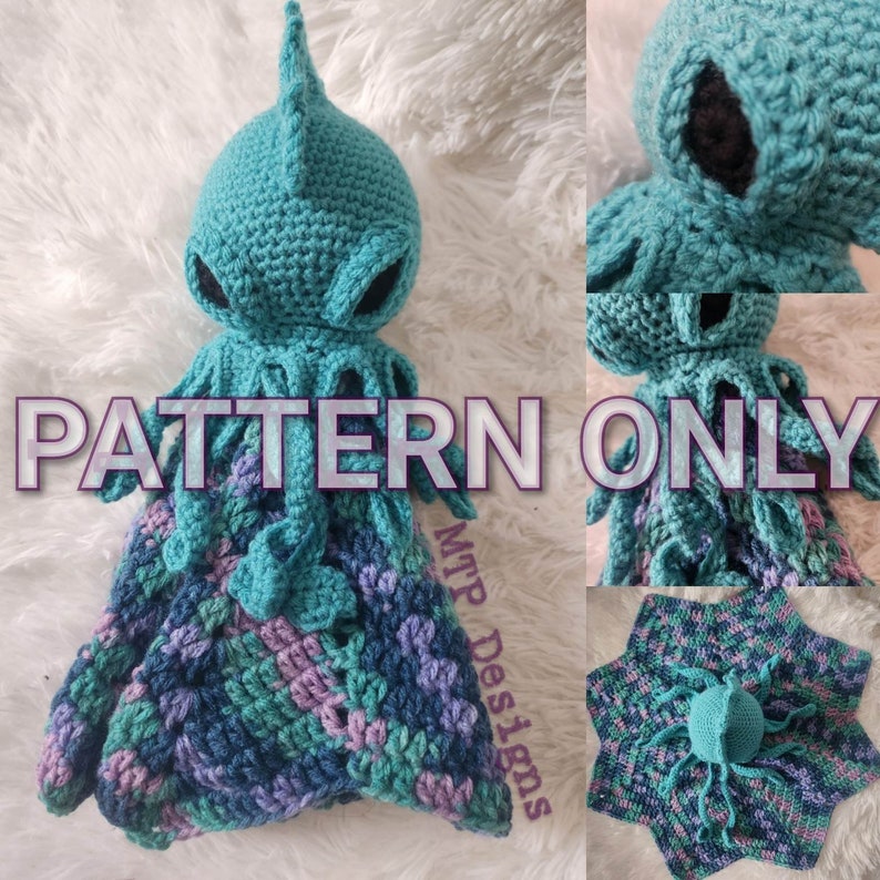 Baby's First Kraken Crochet PATTERN ONLY, Kraken Lovey, Mythological Norse Being Security Blanket, Release the Kraken, Octopus or Jellyfish image 1