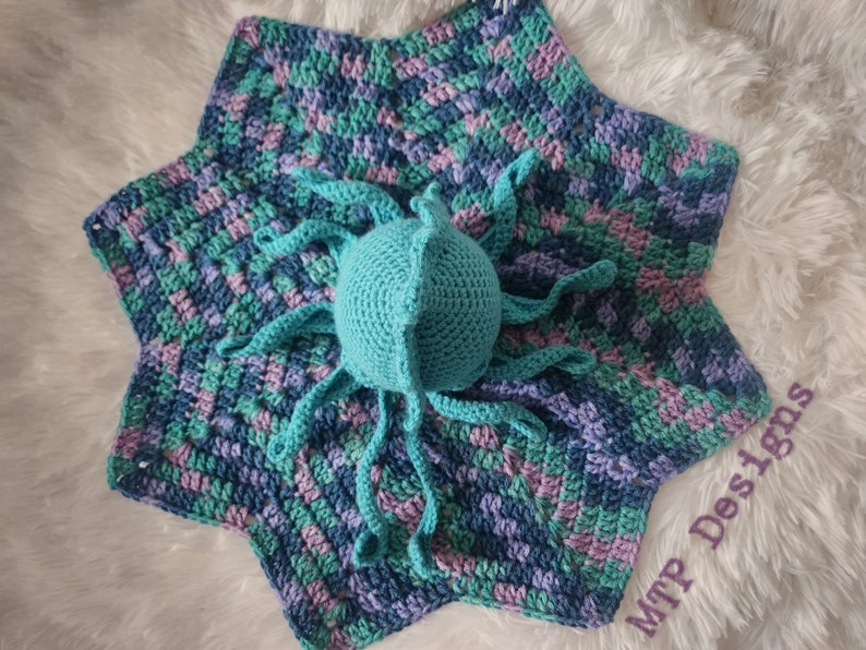 Baby's First Kraken Crochet PATTERN ONLY, Kraken Lovey, Mythological Norse Being Security Blanket, Release the Kraken, Octopus or Jellyfish image 8