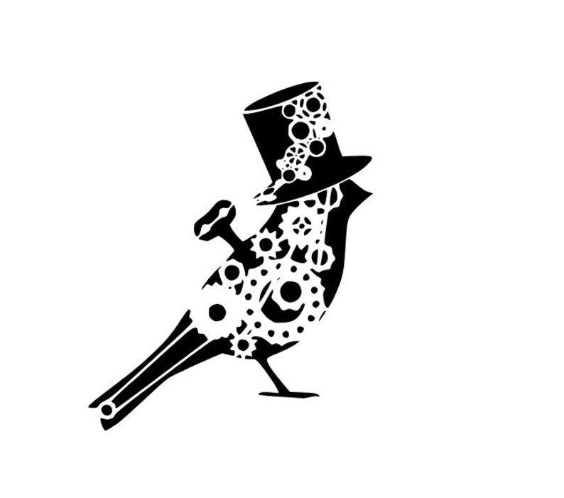 Steampunk Clockwork Bird With Tophat Svg File for Circut Etsy