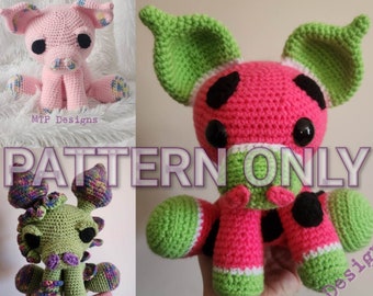 Crochet Pattern for Sitting Pig, Parker Pig Crochet Instructions to Make Your Own, Pig Amigurumi Stuffed Animal, Soft Toy Plushie Instructio