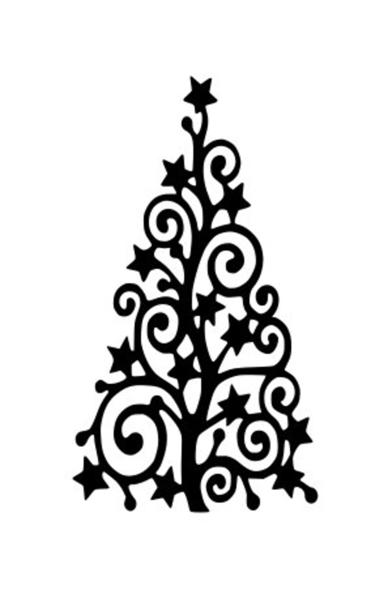 Swirly Christmas Tree Seasonal SVG file Happy Holidays Tree | Etsy