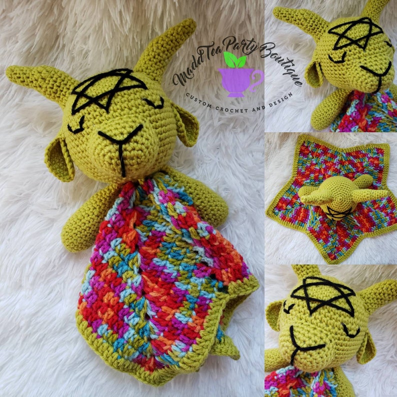 Crochet Babys First Baphomet Lovey, Baphomet Security Blanket, Little Devil Amigurumi, rts, Baphomet Plush, Devil Plushie 