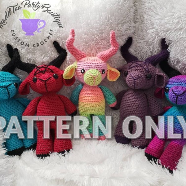 Baphomet Crochet Pattern, MTP Designs Baku the Baphomet, Goat Amigurumi, Stuffed Animal or Doll, Pagan and Witch Gift, Witchcore Pagancore