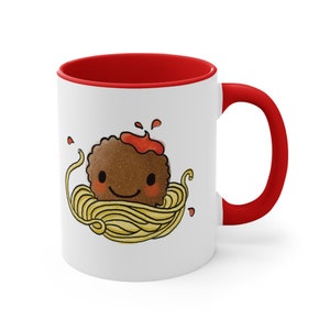 Cute Hand Drawn Meatball Accent Coffee Mug, 11oz