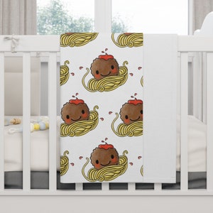 Cobertor de bebê de lã macia com almôndegas fofas desenhadas à mão