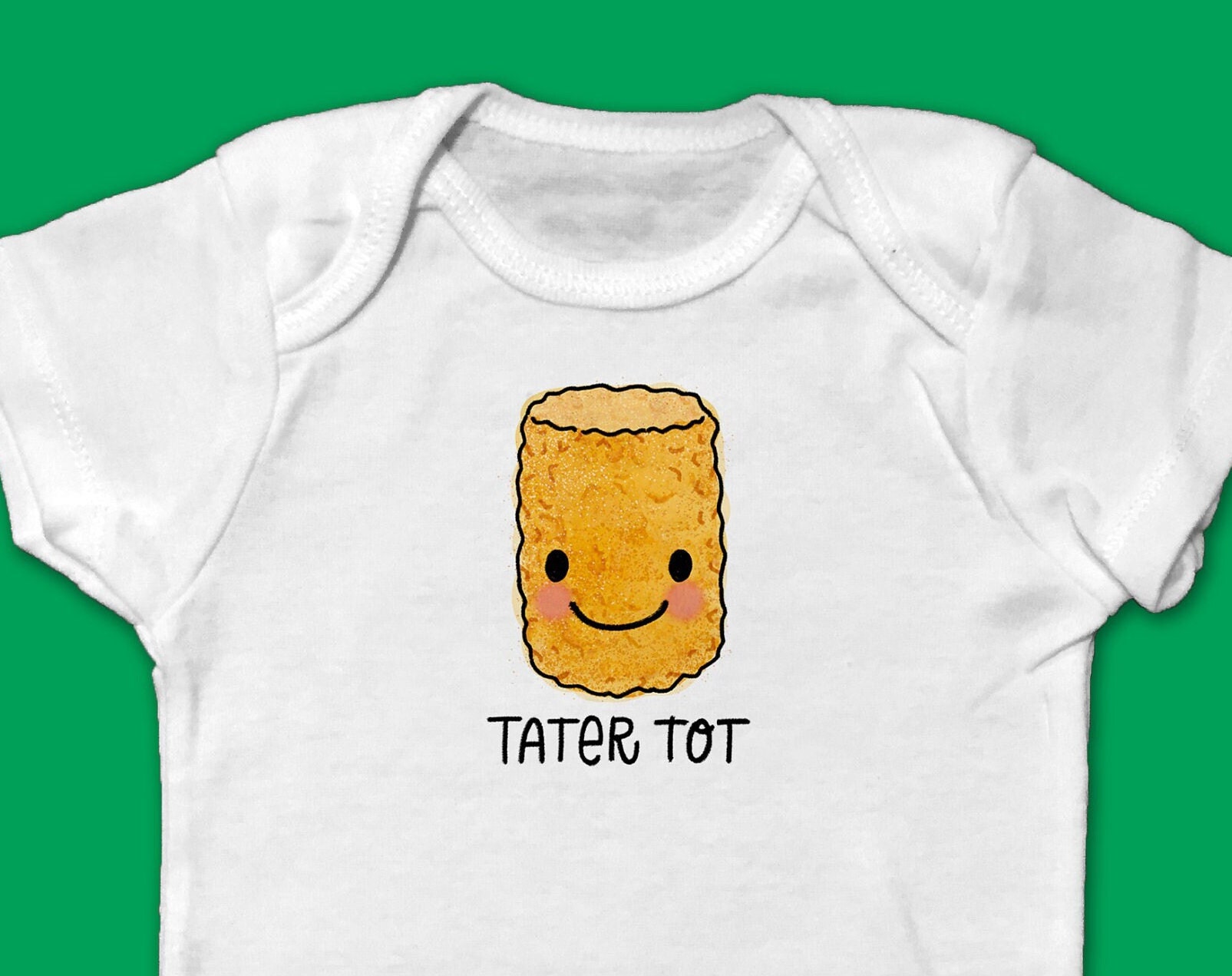 Baby Bodysuit Short Sleeve - Cute Hand Drawn Tater Tot with Hand Drawn Lettering "Tater Tot"