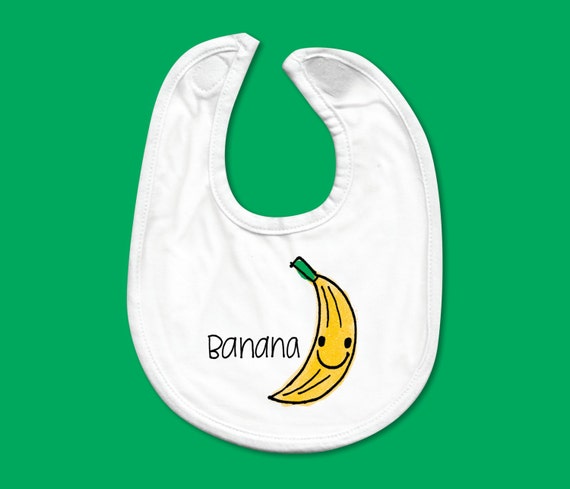Baby Bib Cute Drawn Banana with Handwritten Title