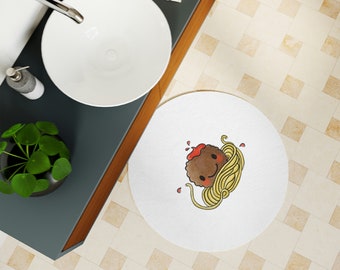 Cute Hand Drawn Meatball Polyester Bath Mat