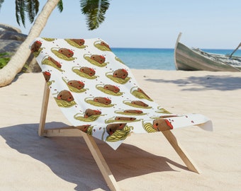 Cute Hand Drawn Meatball Beach Towel