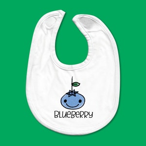 Baby Bib - Cute Drawn Blueberry with Handwritten Title