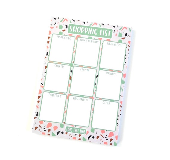 Terrazzo shopping list | A5 notepad | Meal planning | Weekly shop | Stationery | Supermarket list | Organisation |  To do list