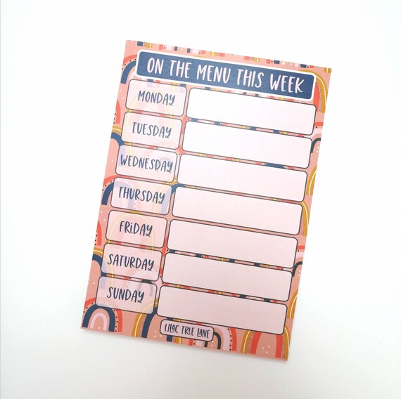 A5 meal planner | Meal notepad | Meal plan tear off pad | Rainbow notepad | Weekly meal plan | Stationery | Menu planner | Week menu notepad