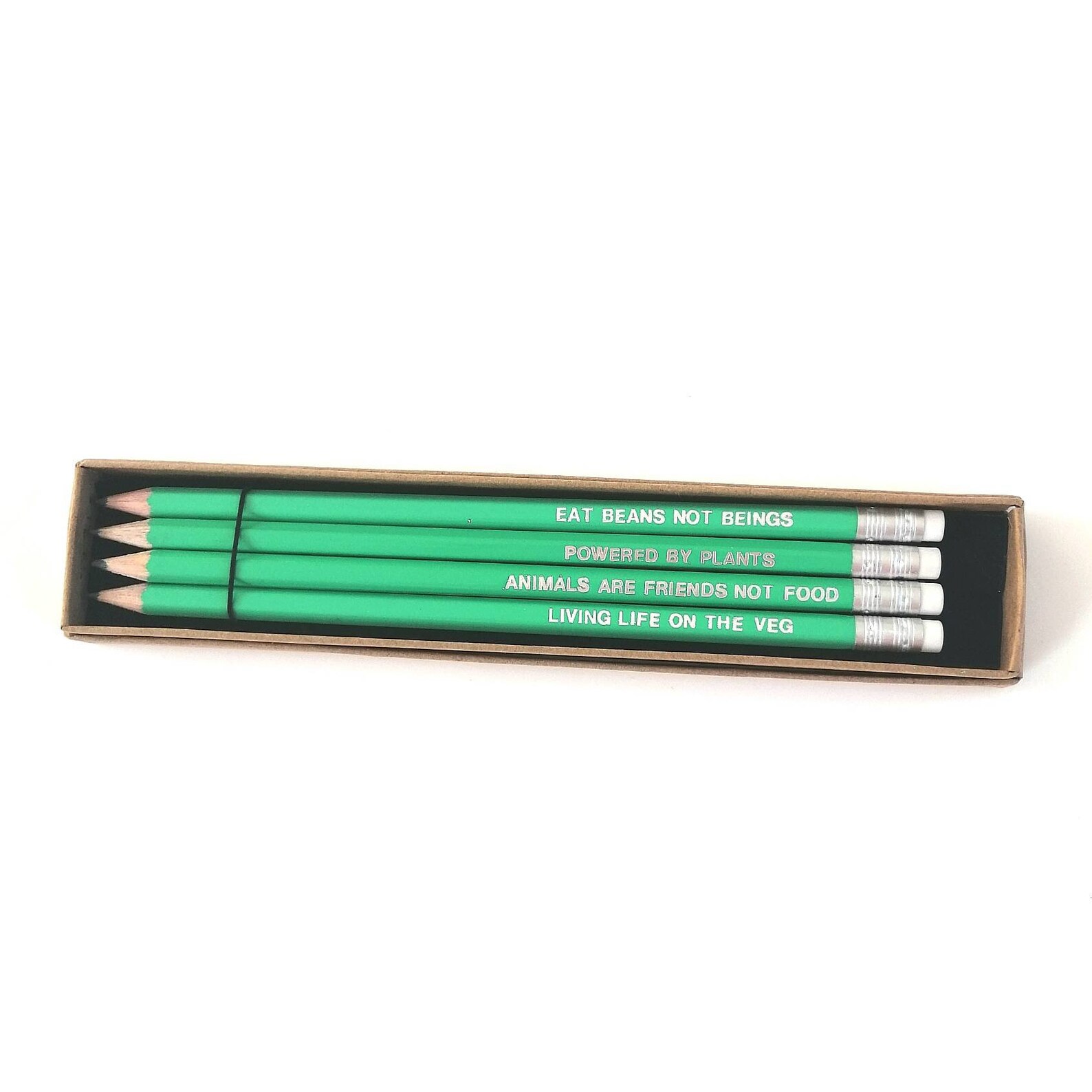Vegan quote pencils Set of four green HB pencils Etsy