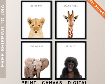 Animal Prints with Quotes, Inspirational Kids Wall Art, Safari Theme Nursery