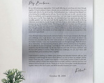 Custom Metal Love Letter Sign, 10th Anniversary Tin Gift