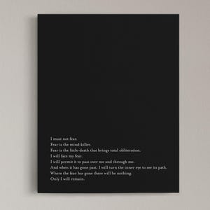 I Must Not Fear Quote, Mental Strength Empowerment Men Decor, Resilience Quote image 1