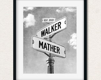 Street Sign Engagement or Wedding Gift for Couple, Wedding Shower Gift, Bridal Shower Gift, Fiance Valentines Gift, Bride and Groom Gift