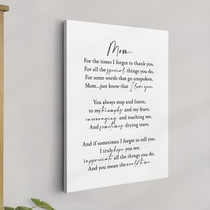 Personalized Poem for Mom, Custom Mother&#39;s Day Gift, Mom Quote Wall Art