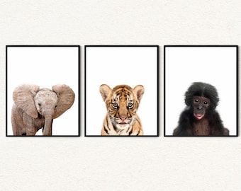 Safari Baby Animal Prints: Neutral Nursery Decor, Set of 3