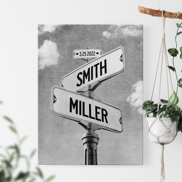 Unique Engagement Party Gifts for Couple, Proposal Gift for Couples, Bride and Groom Names on Street Sign with Heart, Valentines Day Gift