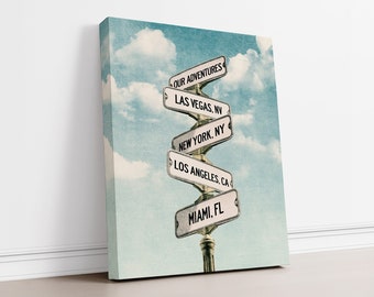 Póster de recuerdos de vacaciones con letreros de viaje personalizados