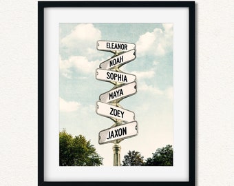 Family Name Sign, Custom Kids Names Art, Blended Family Gift