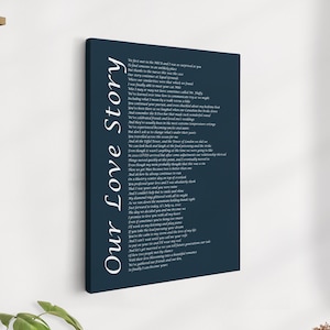 Custom Scripture or Quote Canvas Wall Art, Long Poem, Personalized Anniversary Gift for Couple