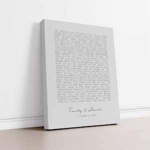 Custom Text Wall Art, Wedding Speech Print, Custom Valentines Day Poem, Eulogy Keepsake Gift, Custom Lyrics Wall Art, Wedding Song Canvas