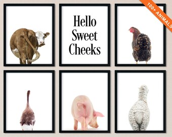 Farm Animal Prints Set: Nursery, Bathroom, Kitchen Art