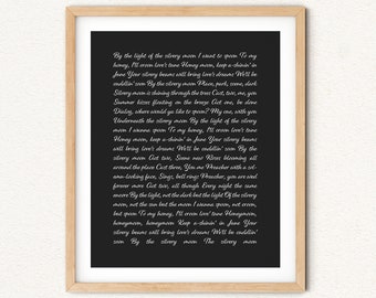 Eulogy Keepsake Gift, Custom Poem or Bible Verse Print, Quote Wall Art, Custom Song Lyrics Wall Art for Anniversary Paper, Canvas or Metal