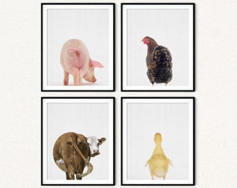 Funny Farm Animal Butt Prints: Whimsical Kids Room Wall Decor