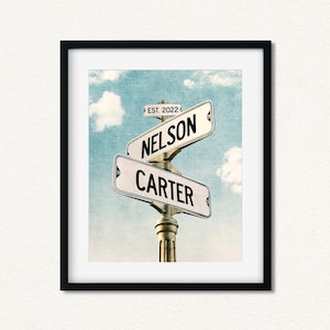 Personalized Street Sign Couple Art: Custom Wedding Gift, Valentines Gift