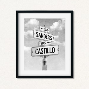 Custom Street Sign Wedding Gift, Last Names Art, Newlywed or Bridal Shower Gift