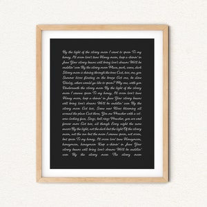 Eulogy Keepsake Gift, Custom Poem or Bible Verse Print, Quote Wall Art, Custom Song Lyrics Wall Art for Anniversary Paper, Canvas or Metal